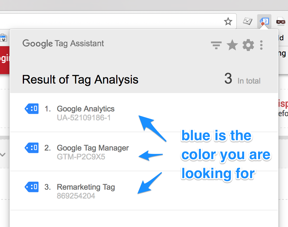 Tag assistant blue tags